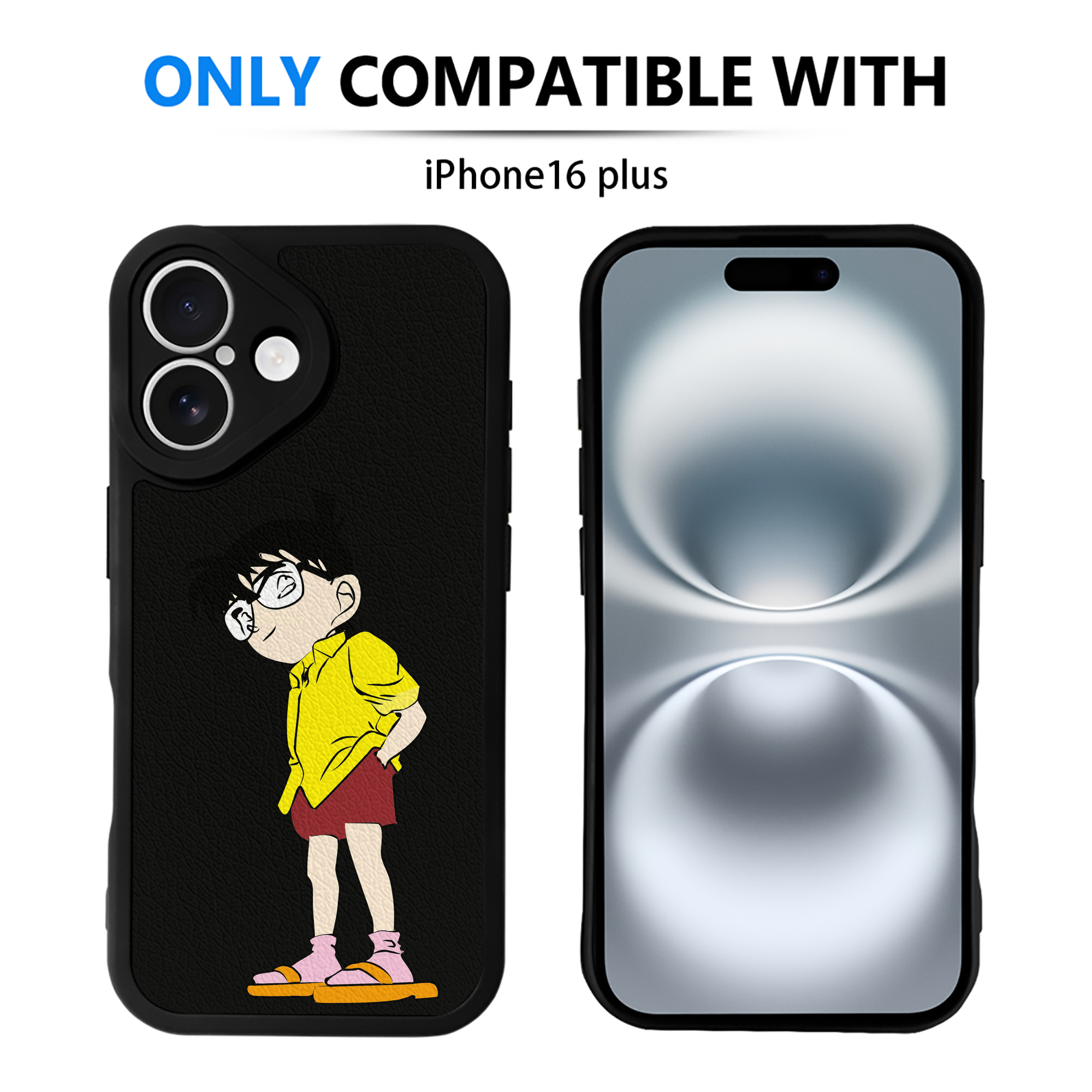 （画像用） 名探偵コナン 江戸川 コナン Detective Conan Conan Edogawa 【iPhone 16シリーズ対応】シリコンスマホケース（レザー調） 材質：シリコン